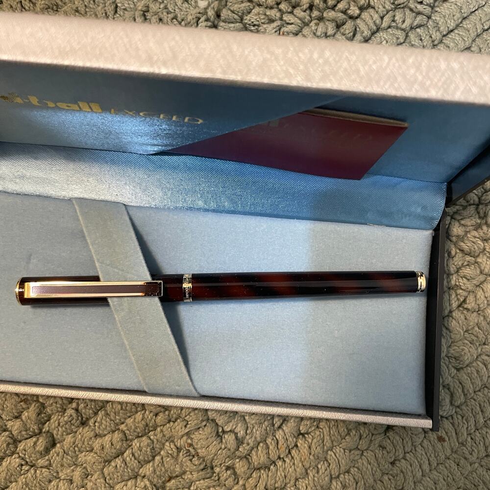 Vintage Uni-Ball Exceed Lacquered Tortoise Shell Rollerball Pen Original Case - Picture 2 of 6